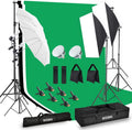 MSMK Photography Lighting Kit, 6.6X 10ft Backdrop Stand System and 900W 6400K LED Bulbs Softbox and Umbrellas Continuous Lighting Kit for Photo Video Shooting