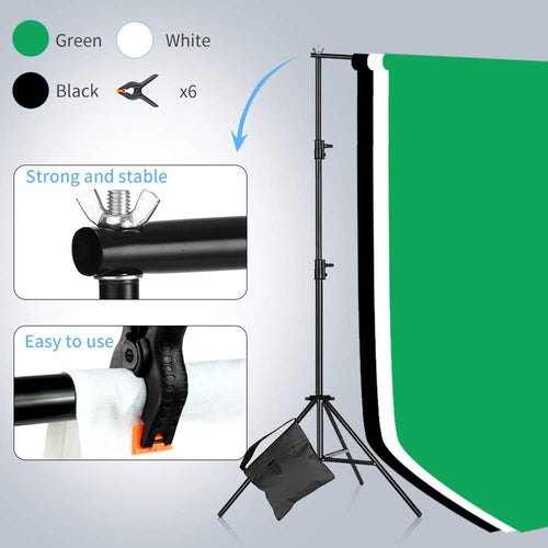 MSMK Photography Lighting Kit, 6.6X 10ft Backdrop Stand System and 900W 6400K LED Bulbs Softbox and Umbrellas Continuous Lighting Kit for Photo Video Shooting