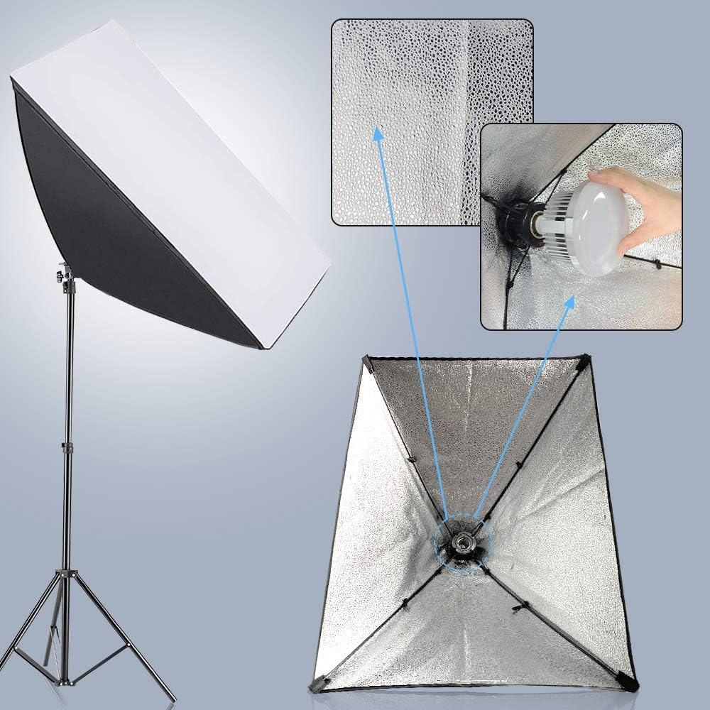 MSMK Photography Lighting Kit, 6.6X 10ft Backdrop Stand System and 900W 6400K LED Bulbs Softbox and Umbrellas Continuous Lighting Kit for Photo Video Shooting