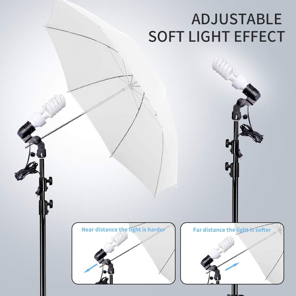 MSMK Photography Lighting Kit, 6.6X 10ft Backdrop Stand System and 900W 6400K LED Bulbs Softbox and Umbrellas Continuous Lighting Kit for Photo Video Shooting